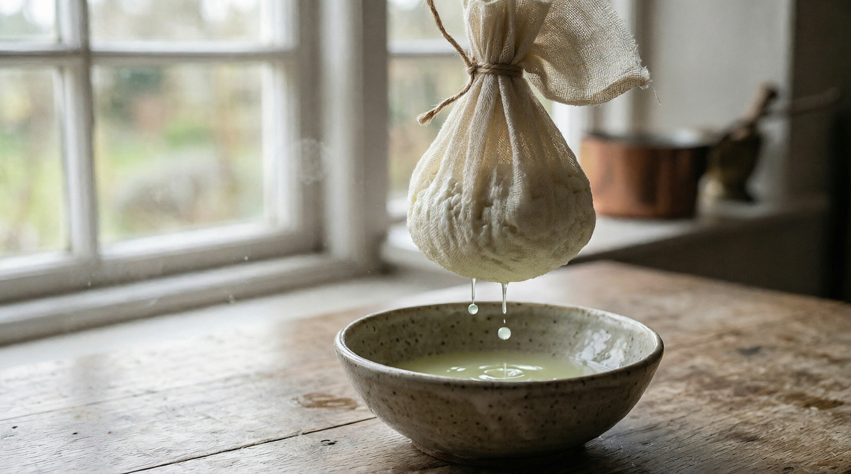 &nbsp;Отвешивание творога через марлю под гнётом — обязательный этап перед приготовлением творожной пасхи для правильной текстуры.