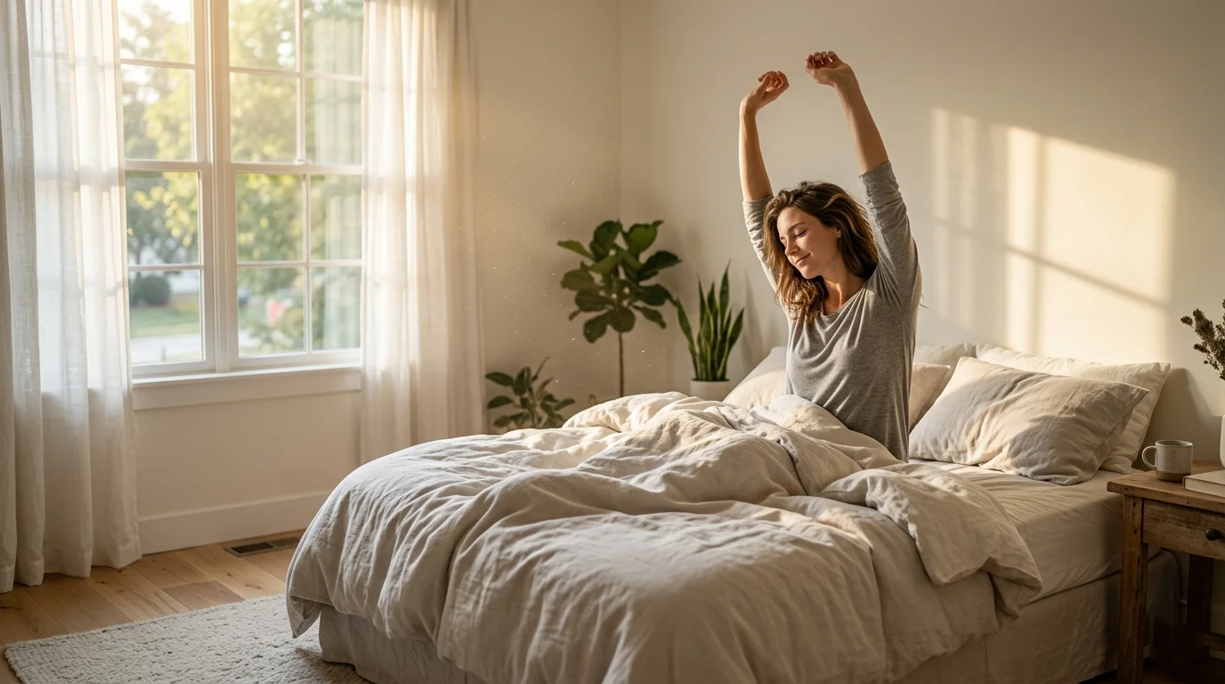 Утреннее пробуждение на границе фаз сна обеспечивает естественный выброс кортизола и чувство бодрости без инерции сна.